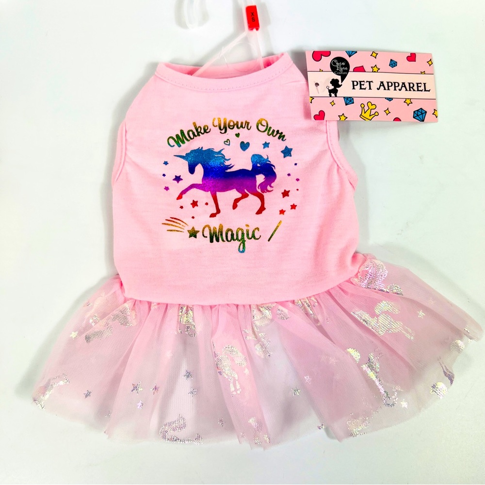 Coco Lane Couture Pet Dog Pink Unicorn Dress Outfit XS NWT